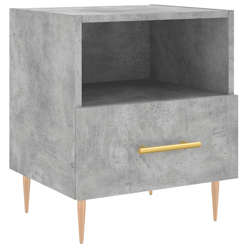 Noptiera, gri beton, 40x35x47,5 cm, lemn compozit