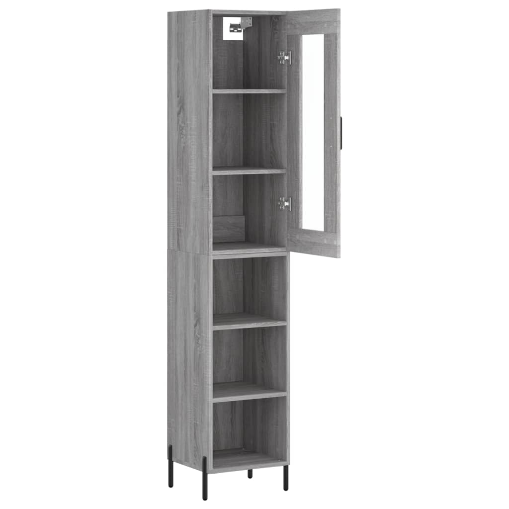 Dulap inalt, gri sonoma, 34,5x34x180 cm, lemn prelucrat — imaginea 4