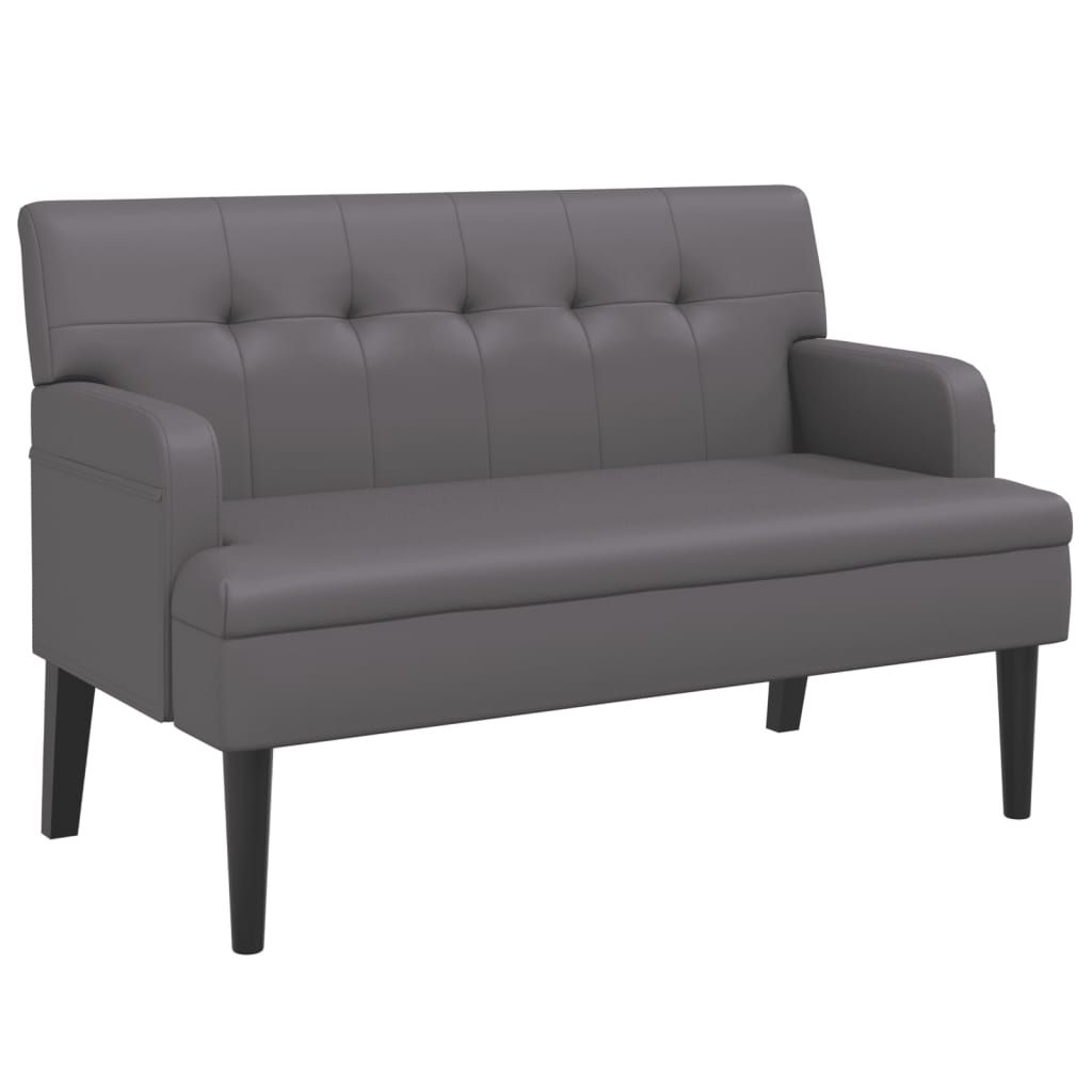 Bancheta cu spatar, gri, 112x65,5x75 cm, piele ecologica