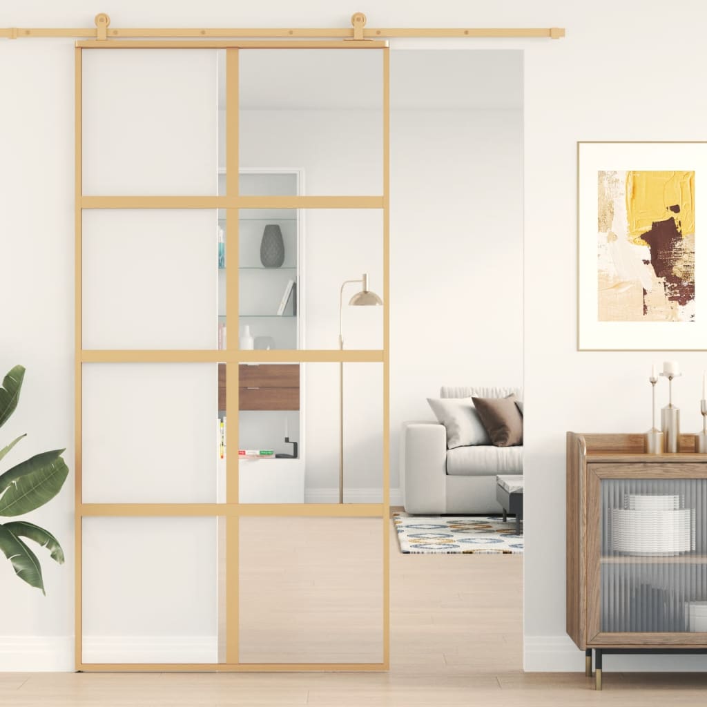 Usa glisanta, auriu, 102,5x205 cm, sticla ESG mata si aluminiu — imaginea 2