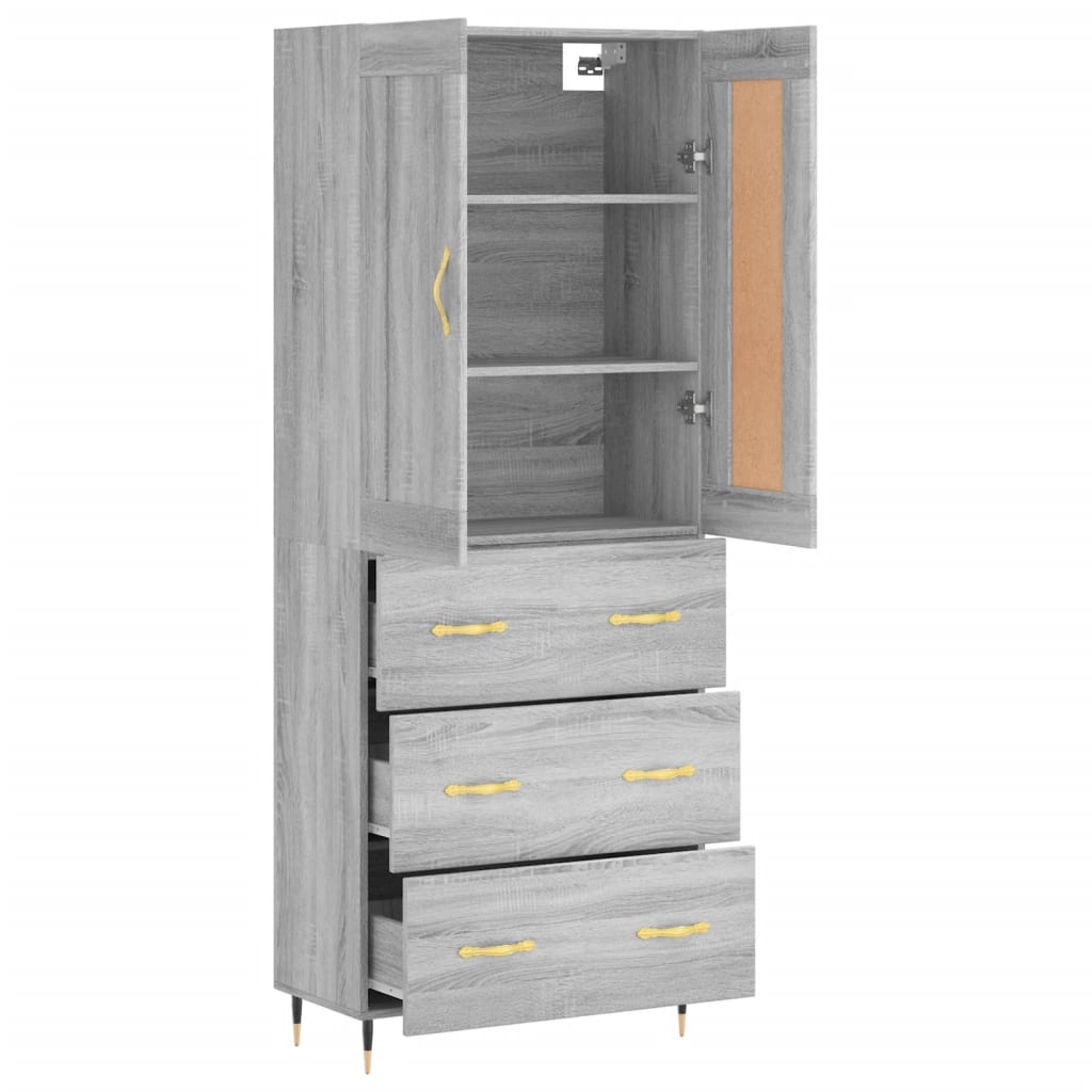 Dulap inalt, gri sonoma, 69,5x34x180 cm, lemn compozit — imaginea 4