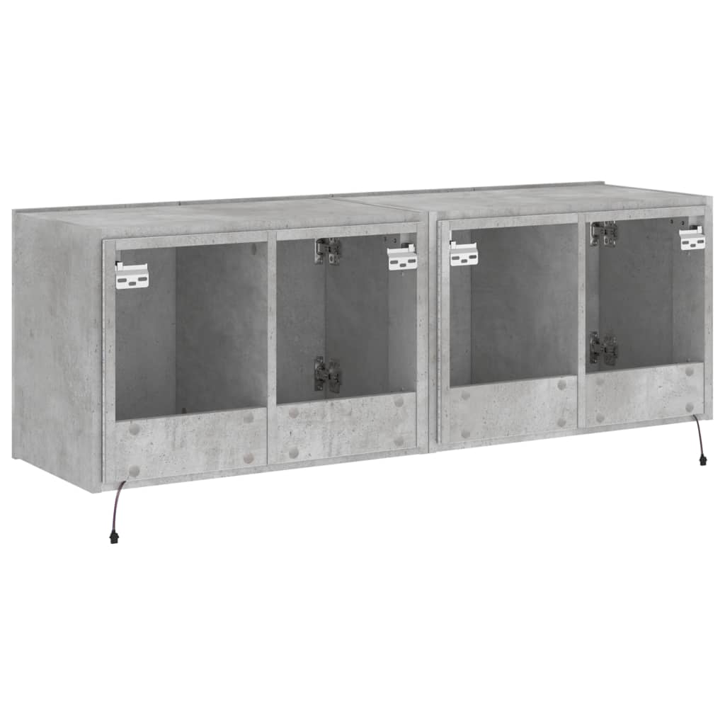 Comode TV de perete cu lumini LED 2 buc. gri beton 60x35x41 cm — imaginea 10