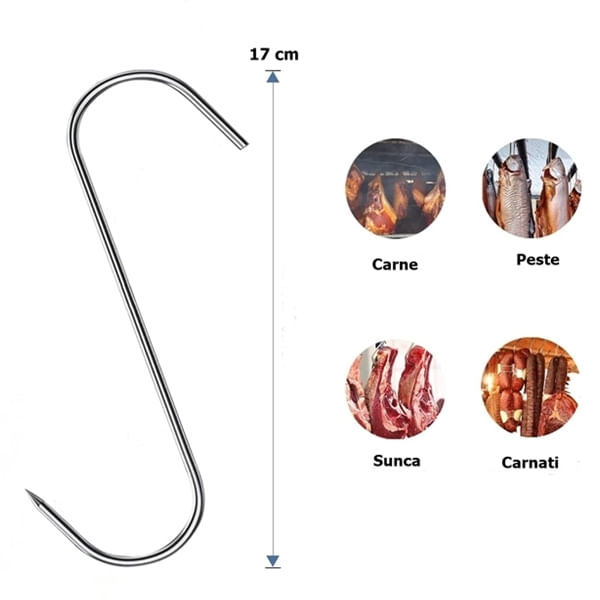 Set 30 Carlige afumatoare carne , macelarie IdeallStore® , 17 cm , inox - 1 | YEO