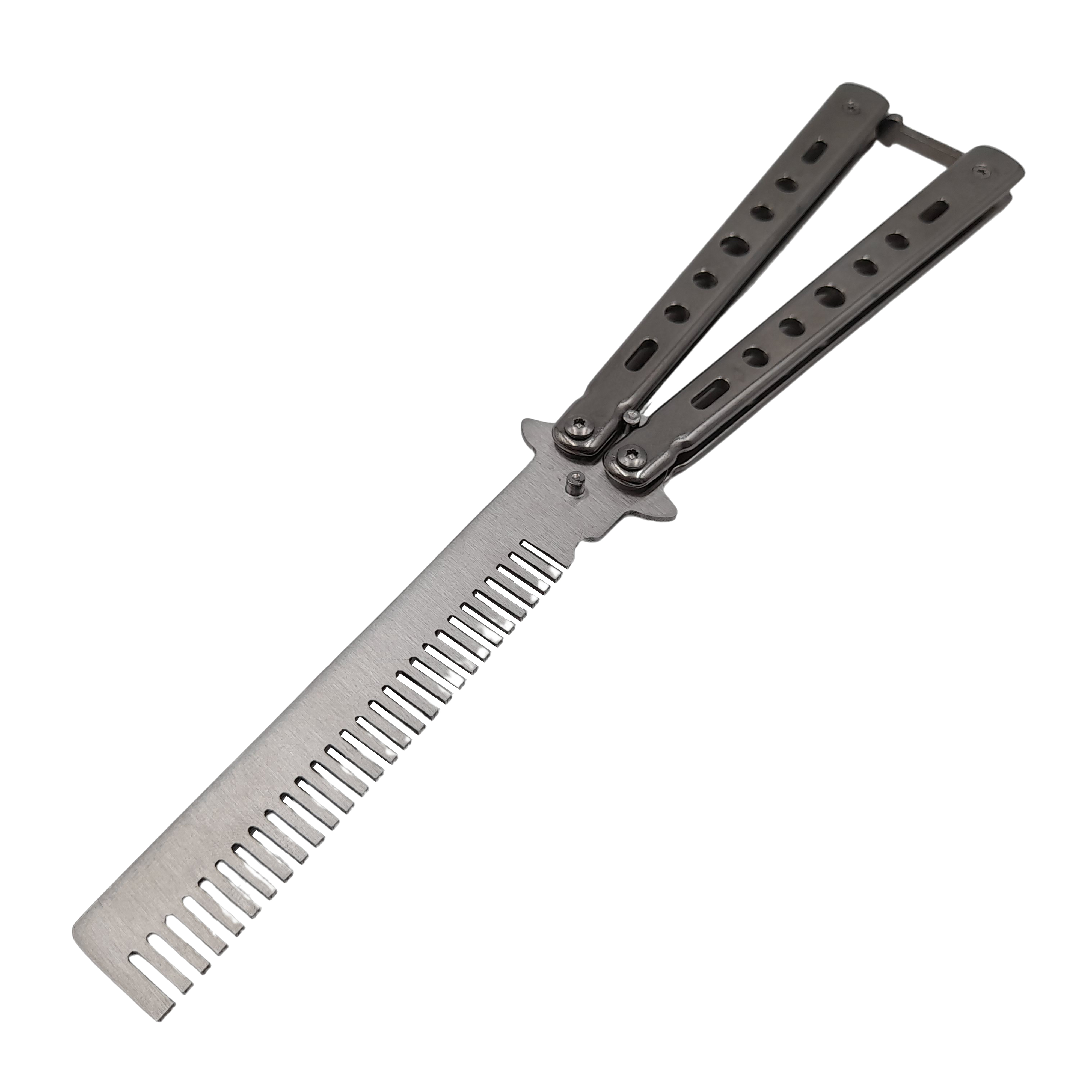 Set Briceag fluture si sase cutite de aruncat, Black Fury, IdeallStore®, otel inoxidabil, teaca inclusa