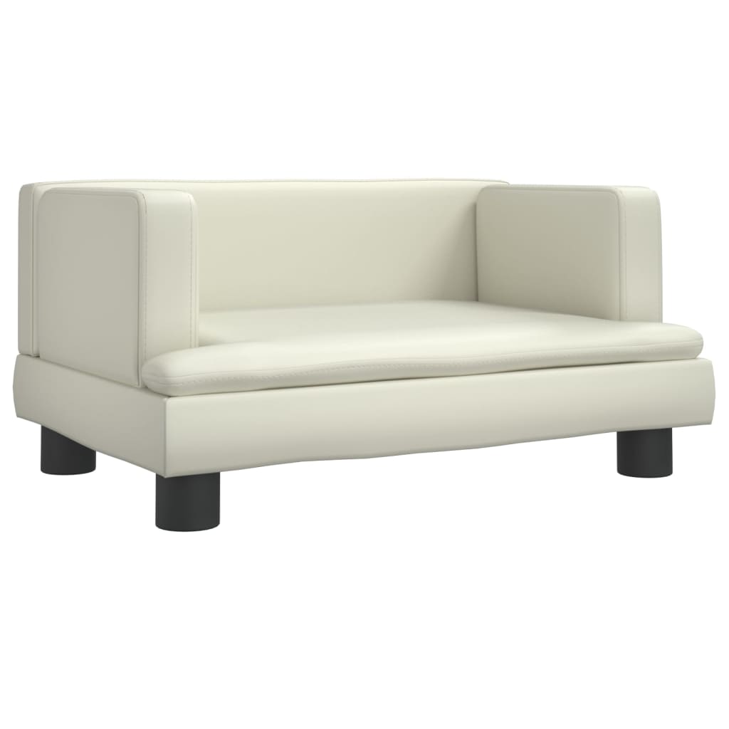 Canapea pentru copii, crem, 60x40x30 cm, piele ecologica