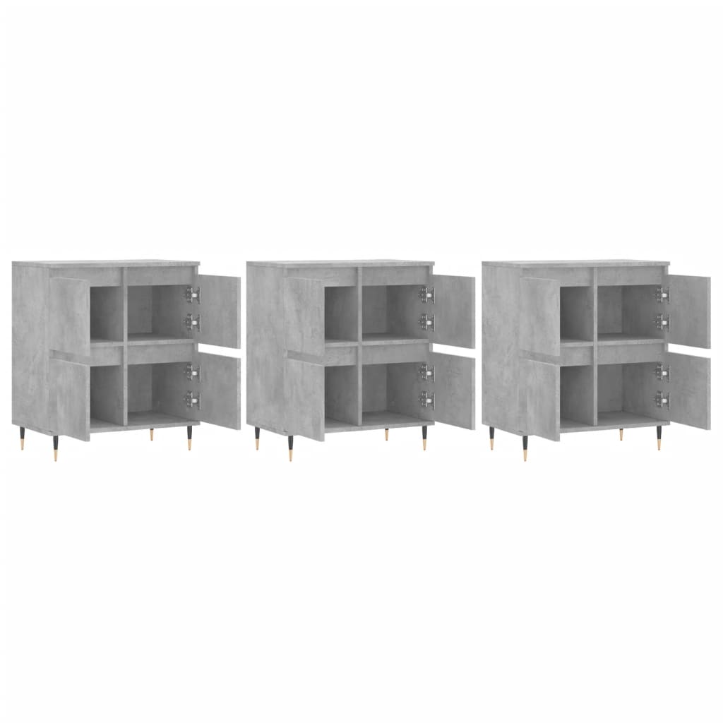 Servante, 3 piese, gri beton, lemn prelucrat — imaginea 4