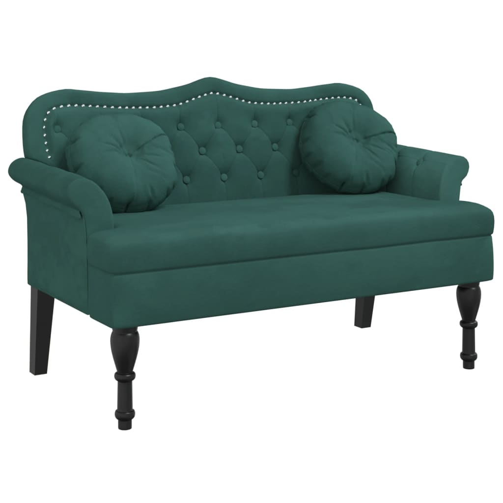 Bancheta cu perne, verde inchis, 120,5x65x75 cm, catifea
