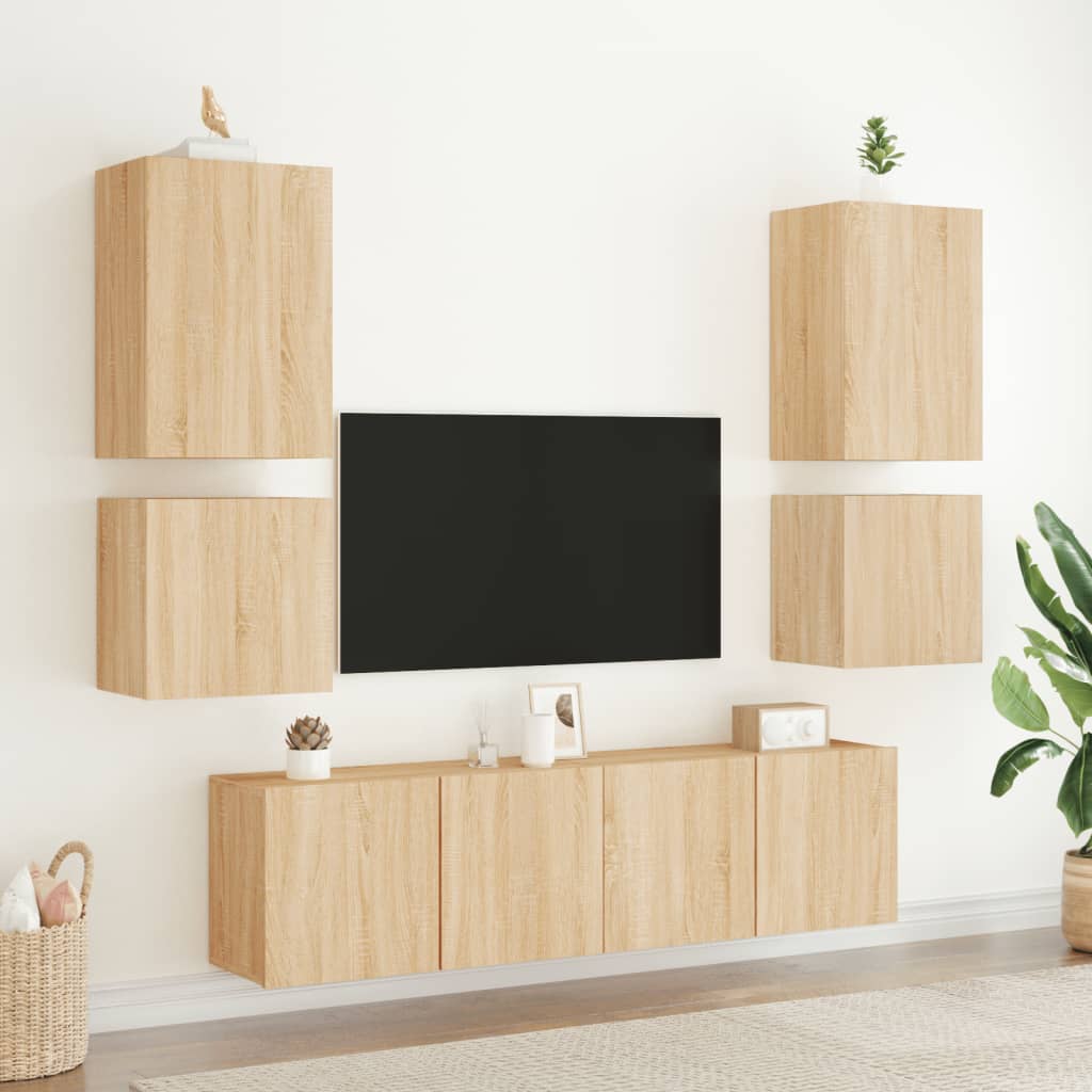 Comoda TV de perete, stejar sonoma 40,5x30x40 cm lemn prelucrat — imaginea 4