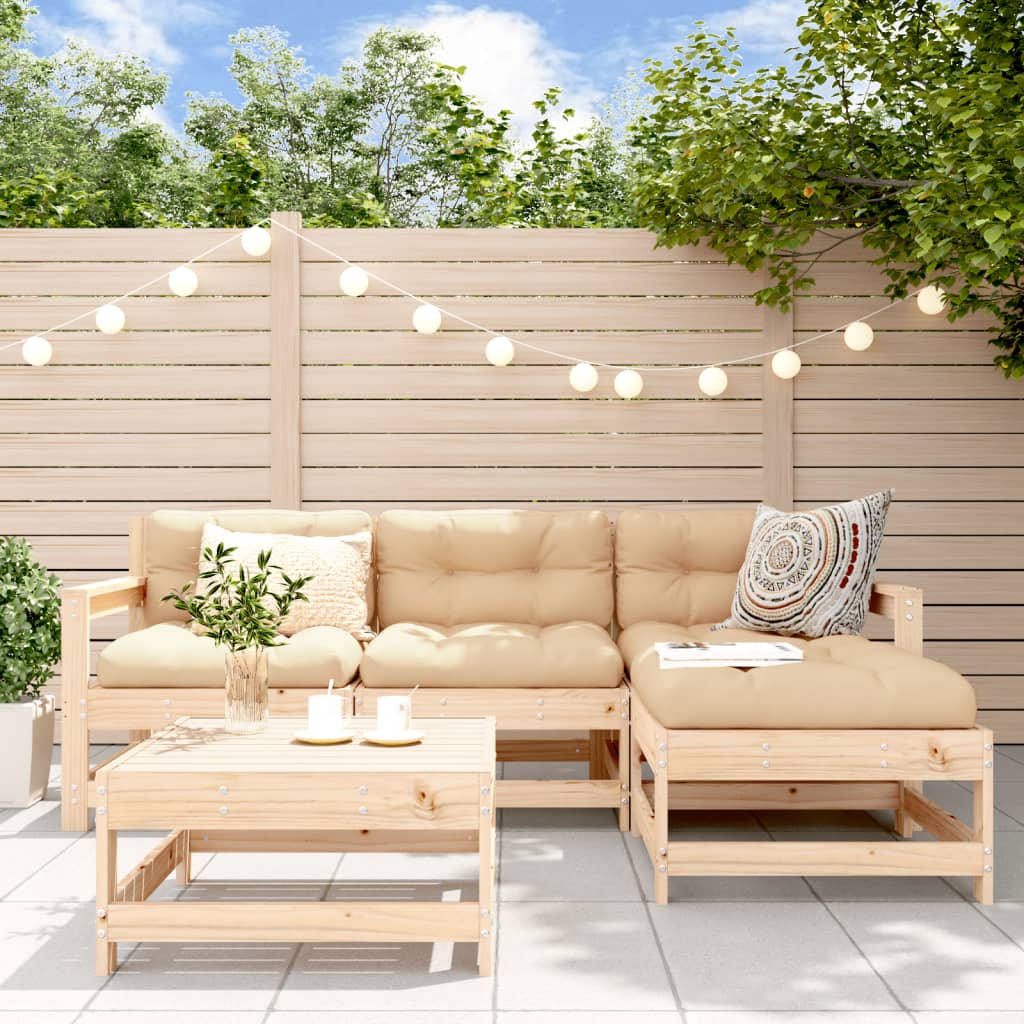 Set mobilier relaxare de gradina 5 piese lemn masiv de pin — imaginea 2