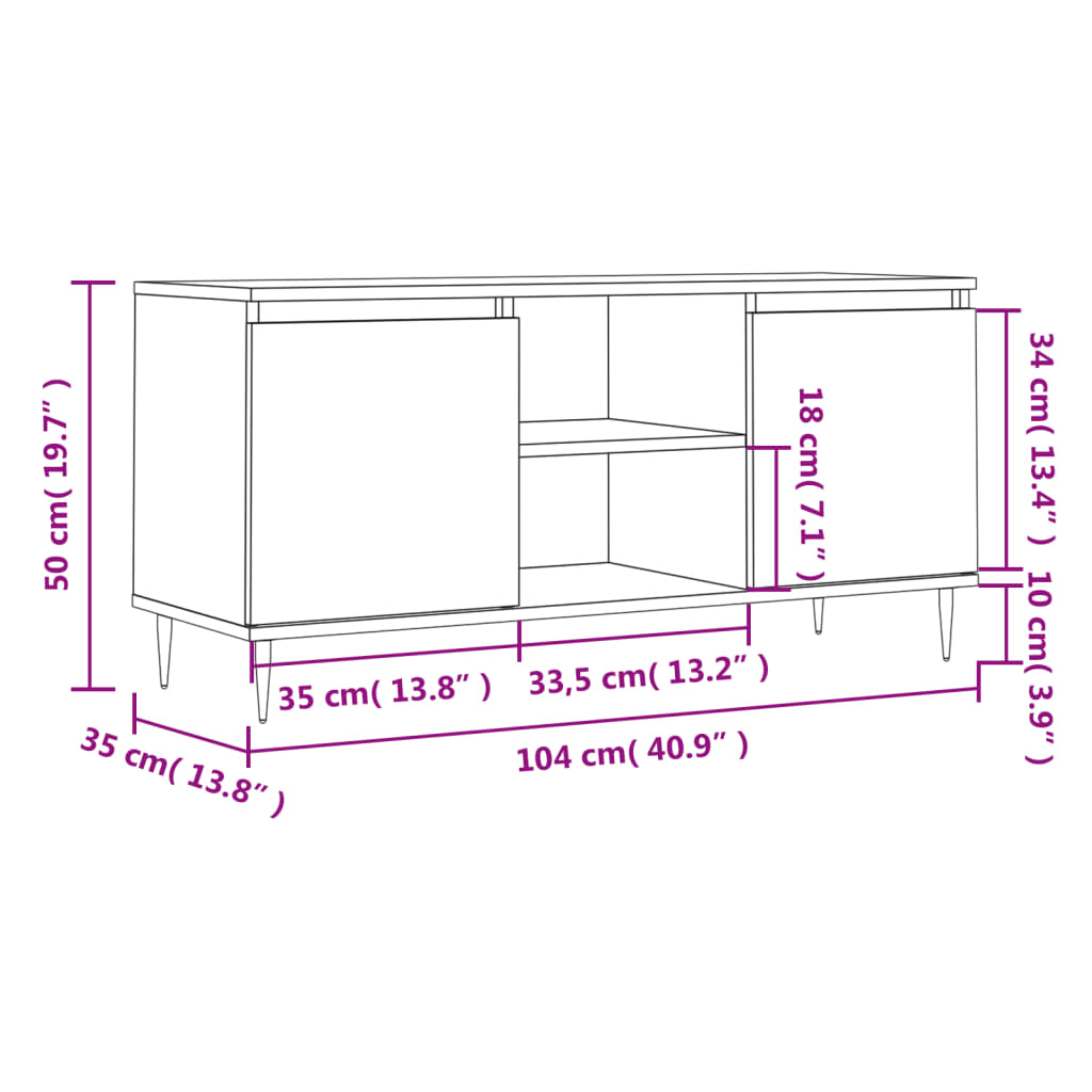 Comoda TV, stejar sonoma, 104x35x50 cm, lemn compozit — imaginea 11