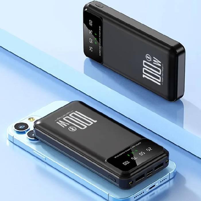 Baterie externa, 100W, Digital Display, Power Bank 12000mAh 20W, QuickCharge 3.0, Power Delivery USB, USB-C, negru