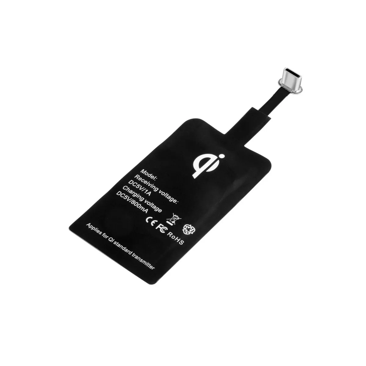 Incarcator Wireless Qi Type-C Emeszon, Receiver Wireless 5V / 1A model QI1A, compatibil cu telefone USB Type - C, negru