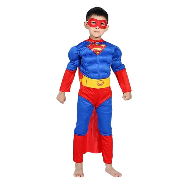 Costum Superman cu muschi, IdeallStore®, 7-9 ani , Albastru , Halloween - 3 | YEO