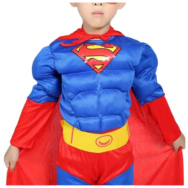 Costum Superman cu muschi, IdeallStore®, 7-9 ani , Albastru , Halloween - 4 | YEO