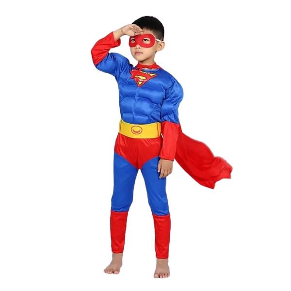 Costum Superman cu muschi, IdeallStore®, 5-7 ani , Albastru , Halloween - 1 | YEO