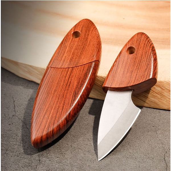 Cutit mini portabil, 10.5 cm,IdeallStore®, teaca lemn, otel inoxidabil