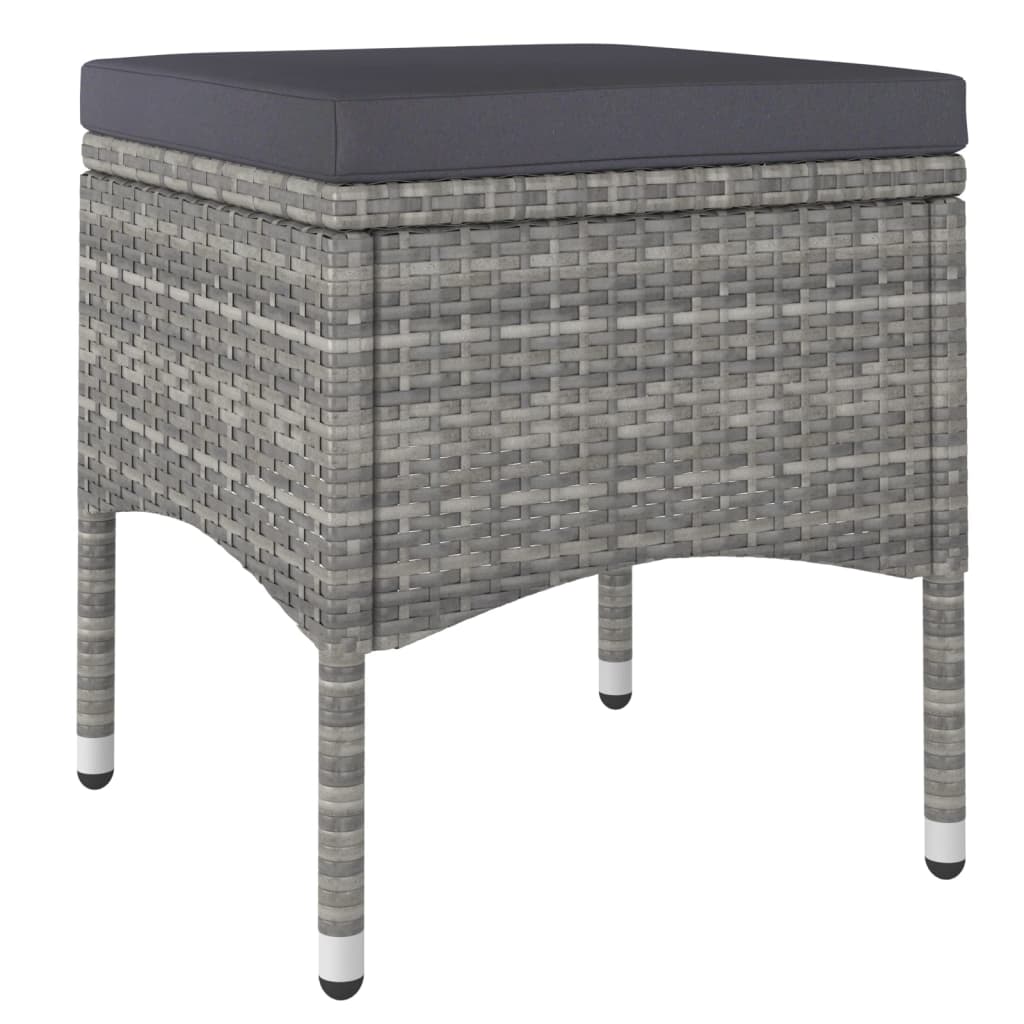 Set mobilier de gradina, 3 piese, gri, poliratan si sticla — imaginea 5