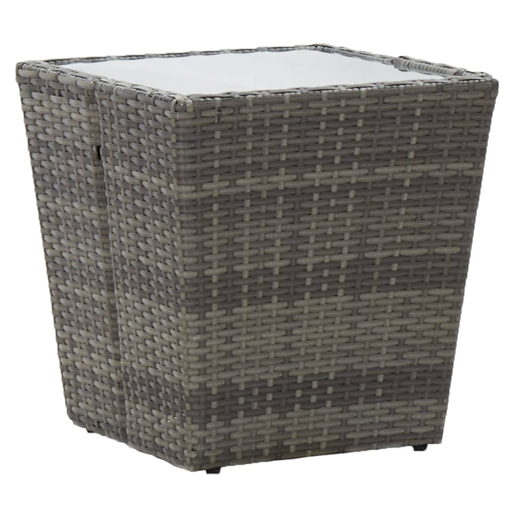 Set mobilier de gradina, 3 piese, gri, poliratan si sticla — imaginea 7