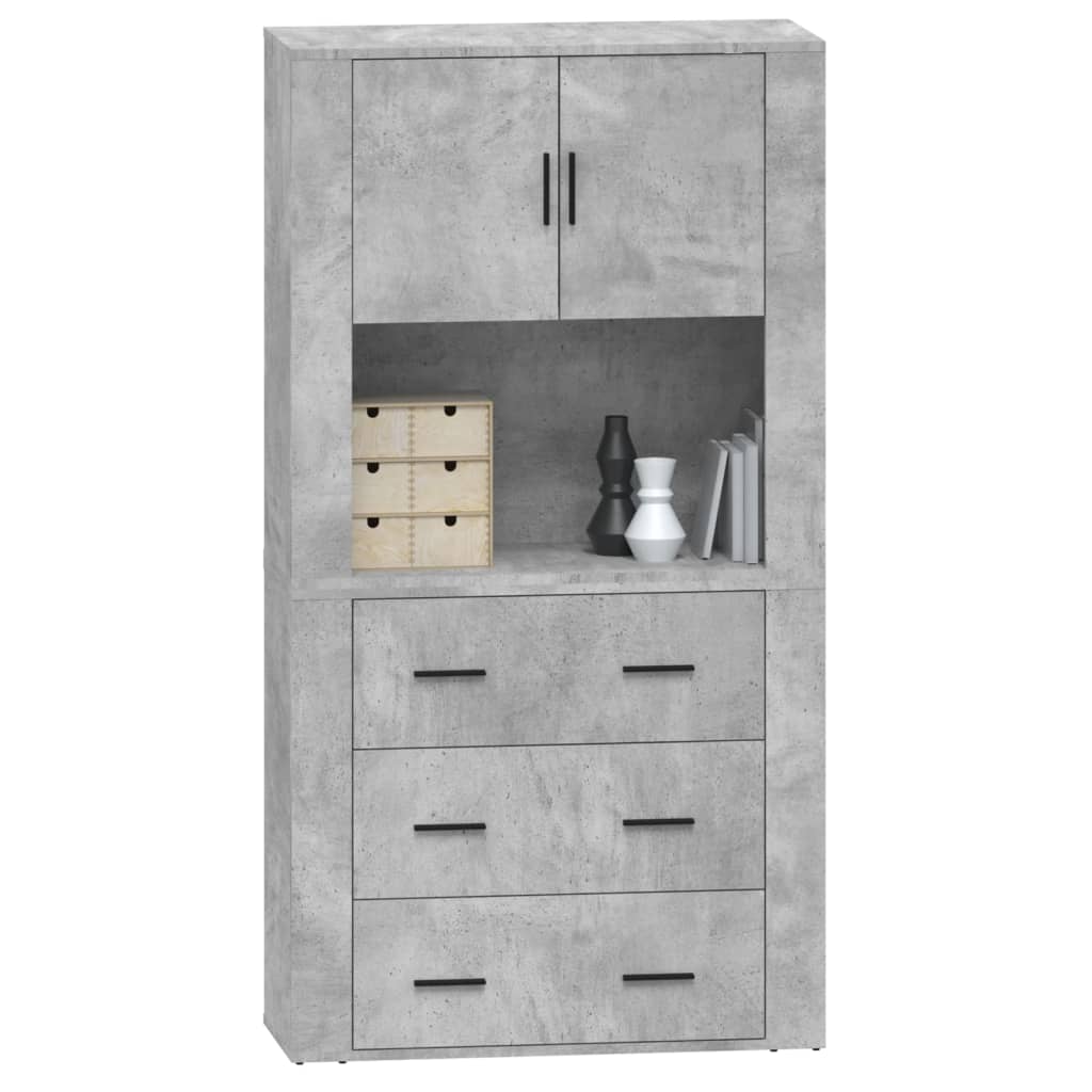 Dulap inalt, gri beton, lemn compozit — imaginea 6