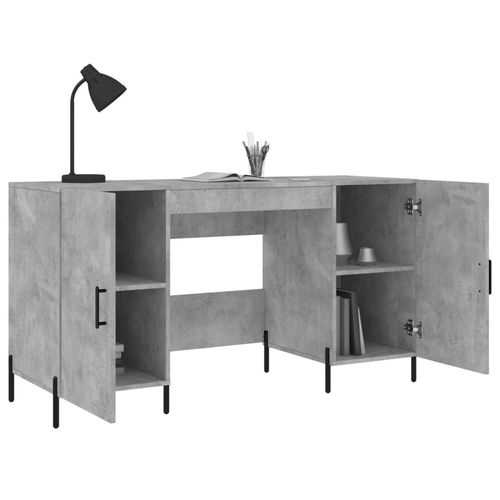 Birou, gri beton, 140x50x75 cm, lemn compozit — imaginea 4