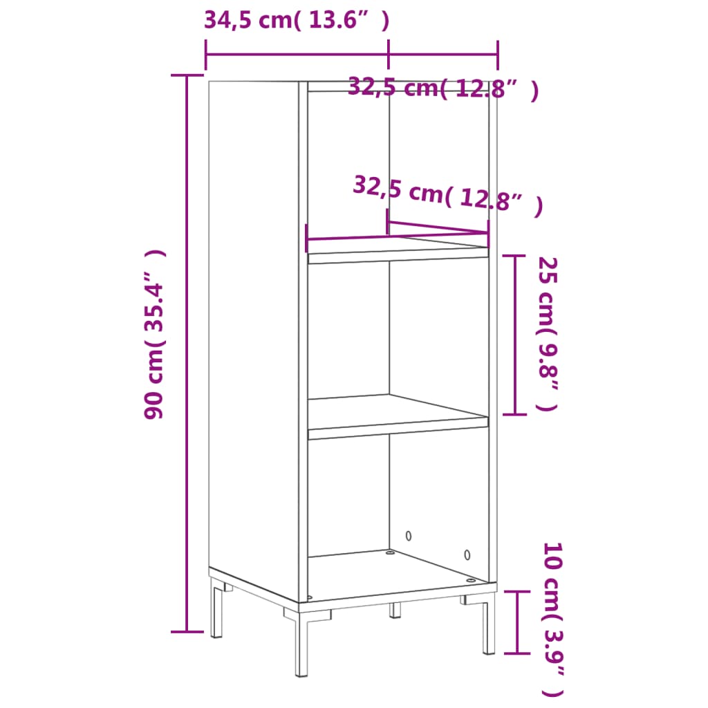 Servanta, negru, 34,5x32,5x90 cm, lemn compozit — imaginea 9
