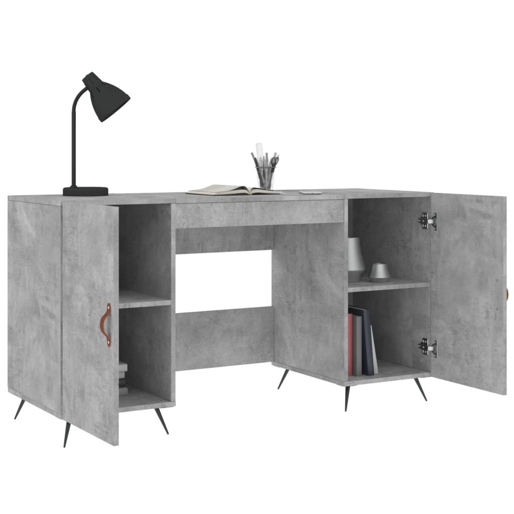 Birou, gri beton, 140x50x75 cm, lemn compozit — imaginea 4