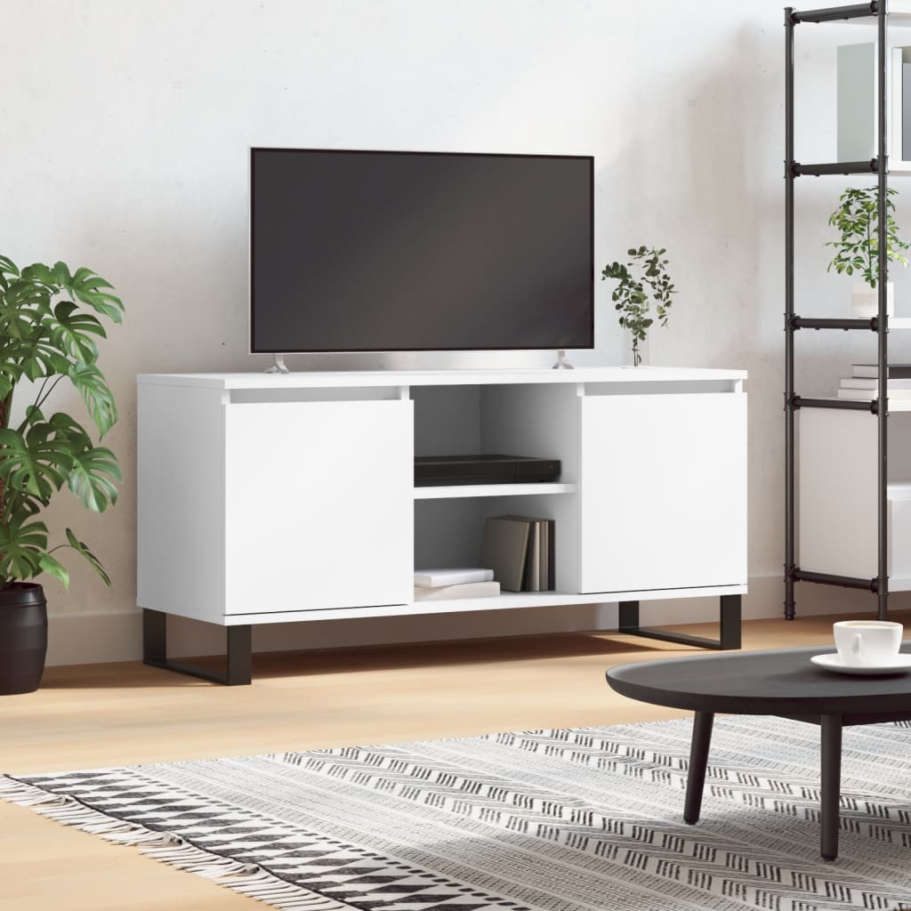 Comoda TV, alb, 104x35x50 cm, lemn compozit — imaginea 2