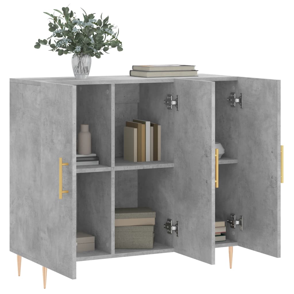 Servanta, gri beton, 90x34x80 cm, lemn compozit — imaginea 4