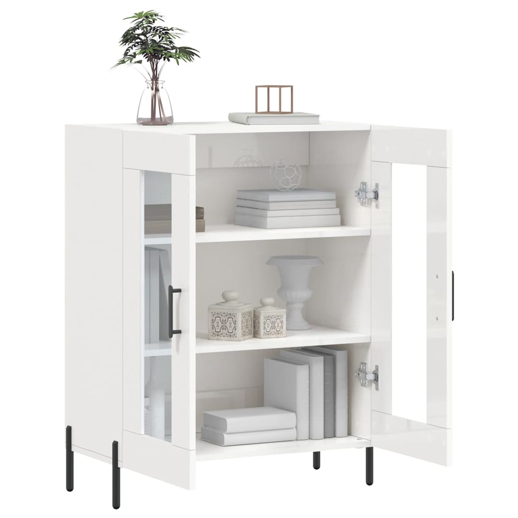 Servanta, alb extralucios, 69,5x34x90 cm, lemn compozit — imaginea 4