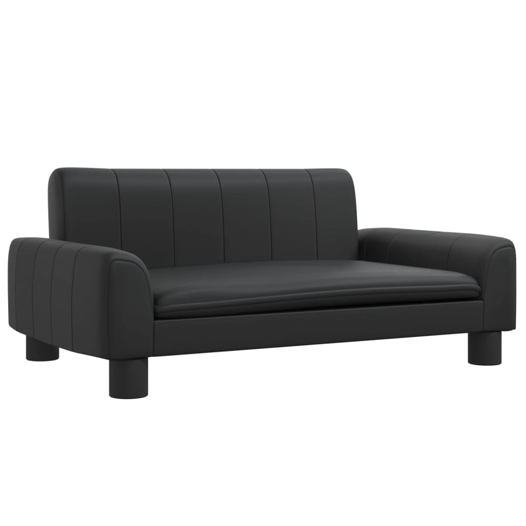 Canapea pentru copii, negru, 70x45x30 cm, piele ecologica