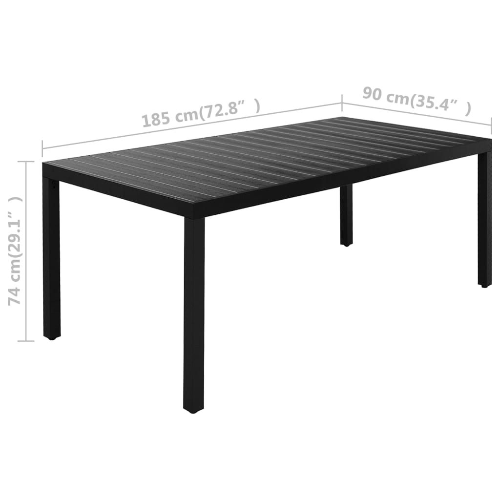 Set mobilier de gradina, 9 piese, negru — imaginea 12