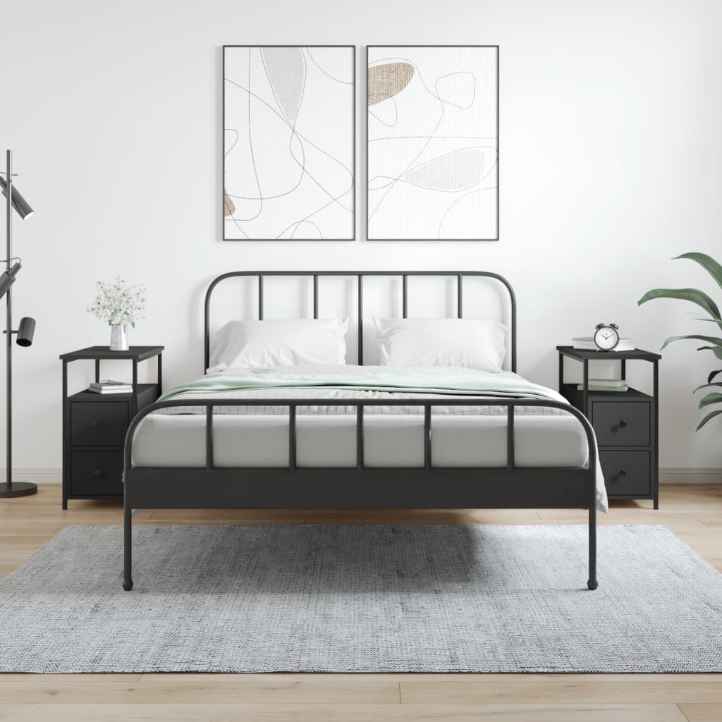 Noptiere, 2 buc., negru, 30x60x60 cm, lemn prelucrat — imaginea 2