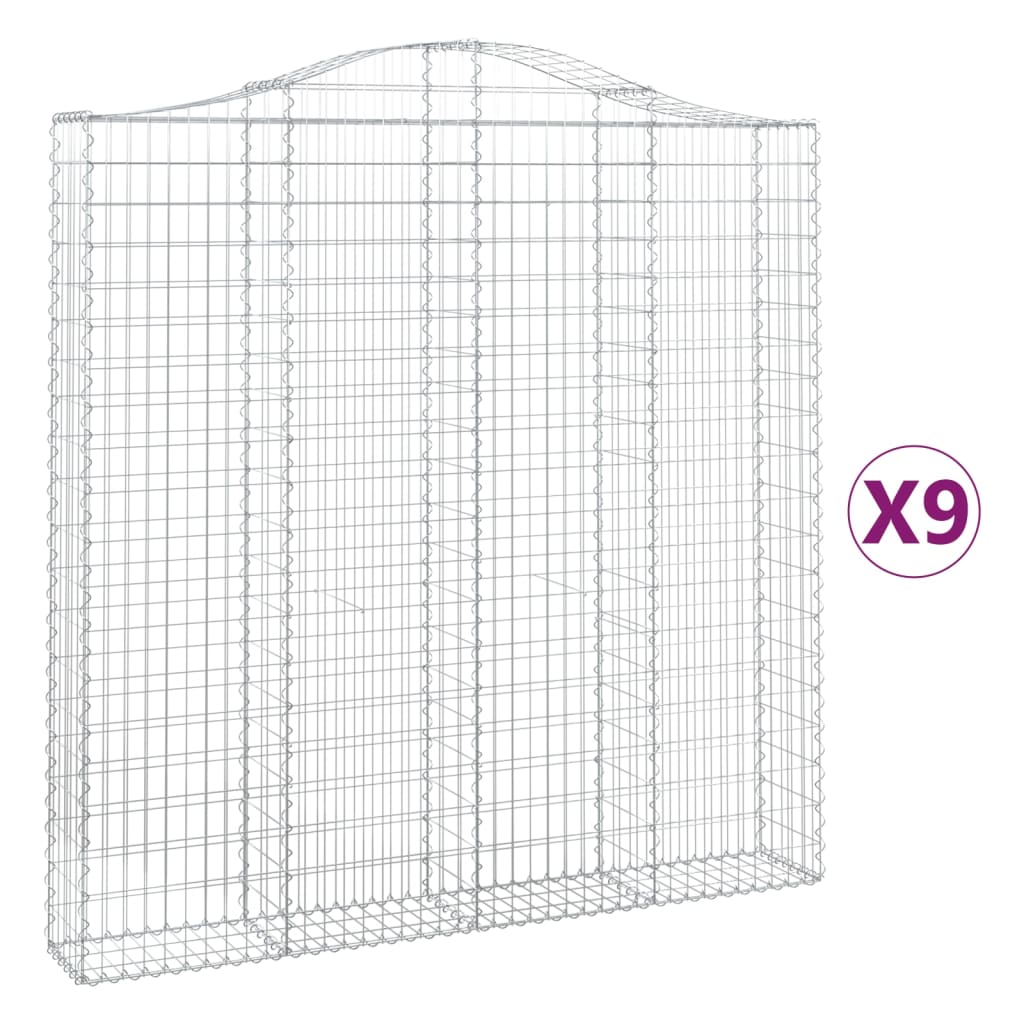 Cosuri gabion arcuite 9 buc. 200x30x200/220 cm fier galvanizat