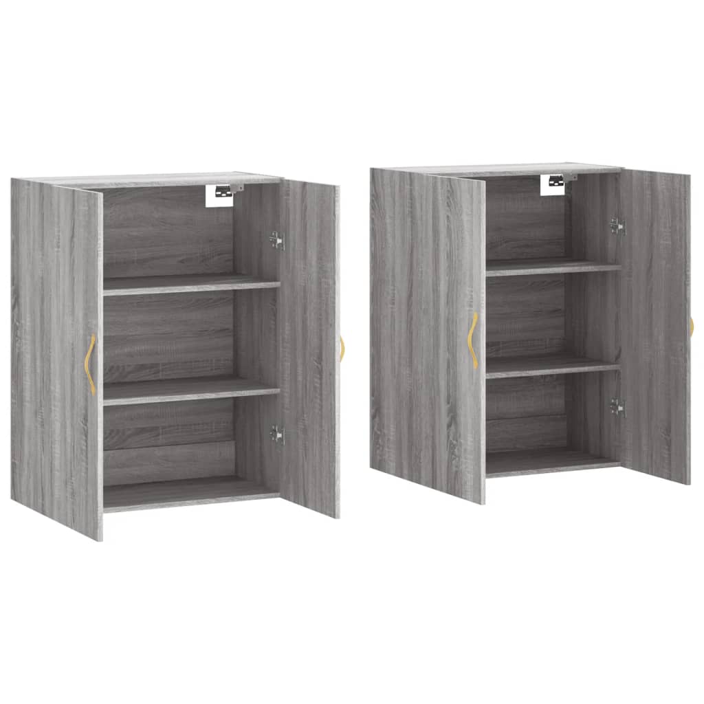 Dulapuri montate pe perete, 2 buc, gri sonoma, 69,5x34x90 cm, model auriu model frunză — imaginea 4