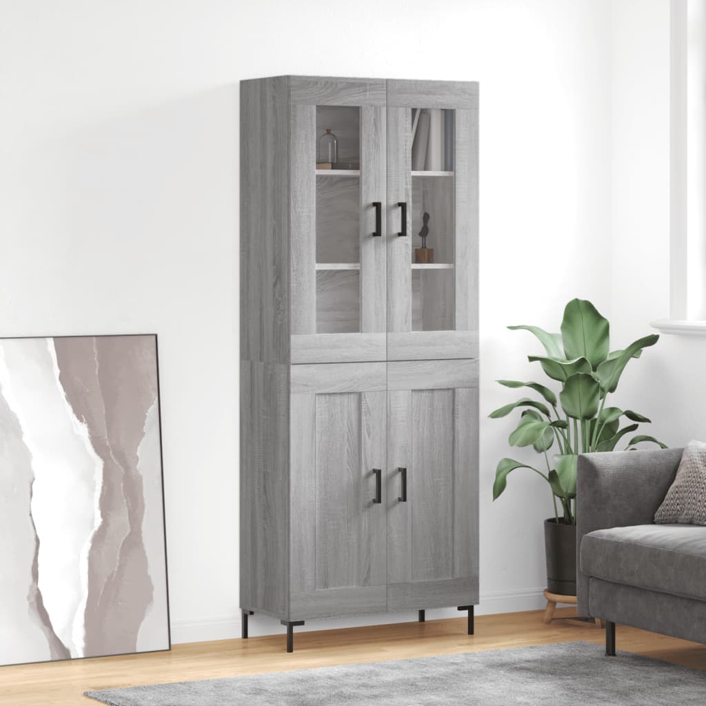 Dulap inalt, gri sonoma, 69,5x34x180 cm, lemn compozit — imaginea 2