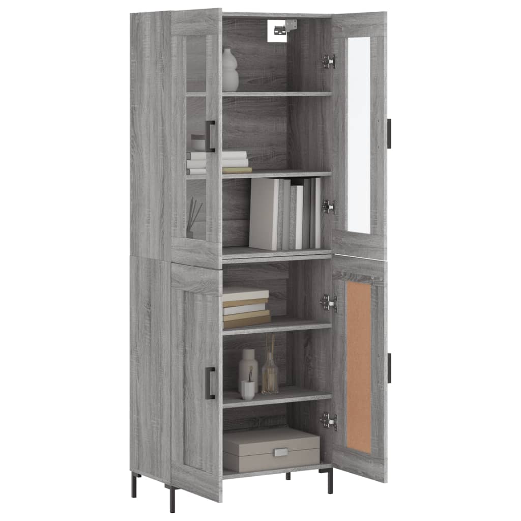 Dulap inalt, gri sonoma, 69,5x34x180 cm, lemn compozit — imaginea 3