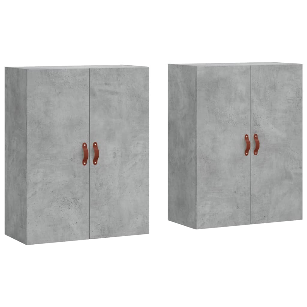 Dulap cu montaj pe perete, 2 buc, gri beton, 69,5x34x90 cm, model piele