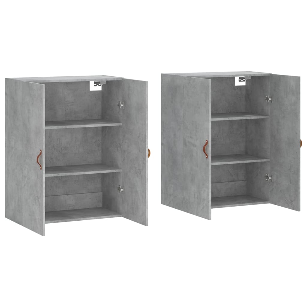 Dulap cu montaj pe perete, 2 buc, gri beton, 69,5x34x90 cm, model piele — imaginea 4