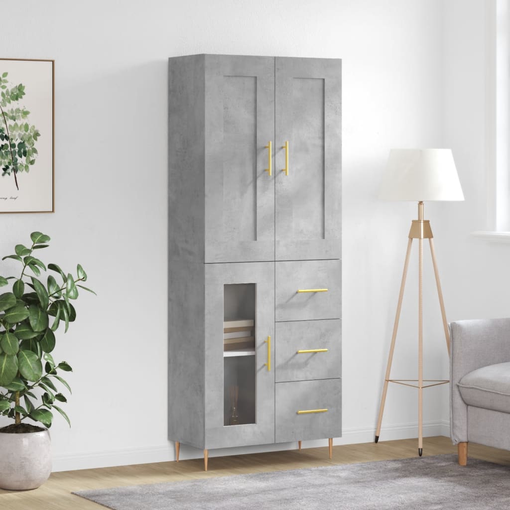 Dulap inalt, gri beton, 69,5x34x180, lemn compozit — imaginea 2
