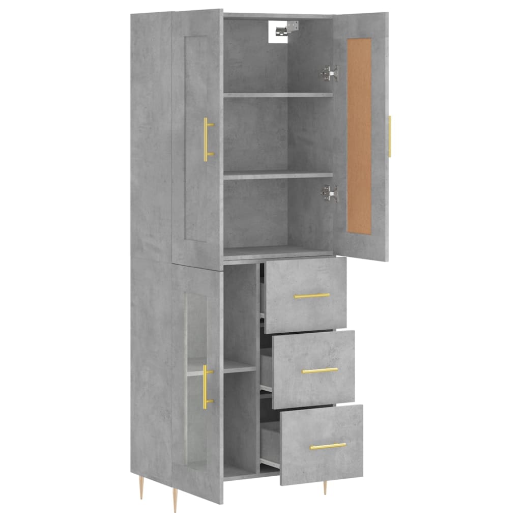 Dulap inalt, gri beton, 69,5x34x180, lemn compozit — imaginea 4