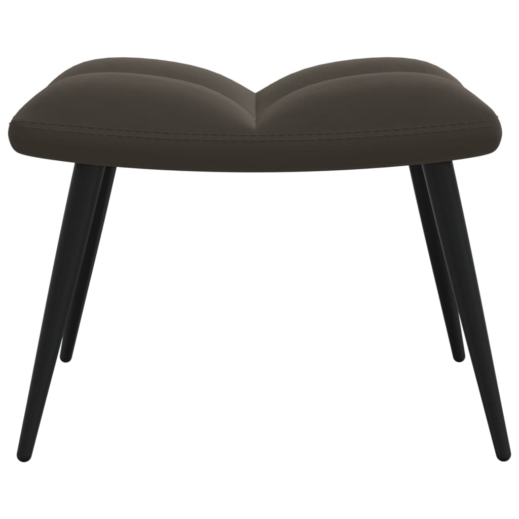 Fotoliu de relaxare cu taburet, gri inchis, catifea — imaginea 7