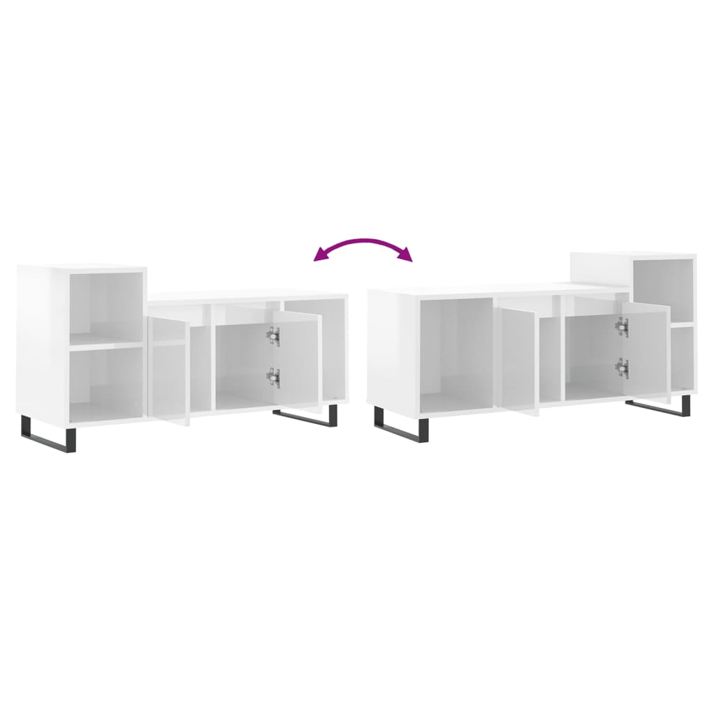 Comoda TV, alb extralucios, 100x35x55 cm, lemn prelucrat — imaginea 9