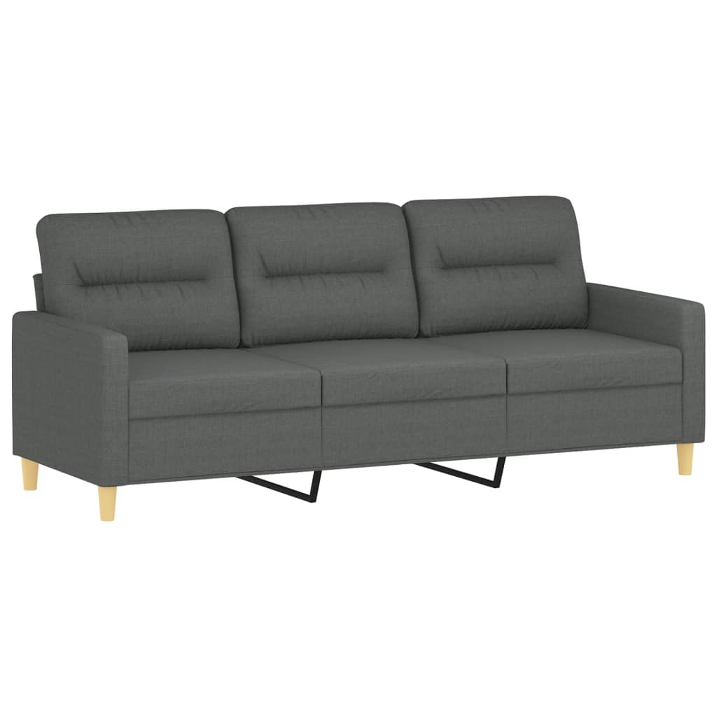 Canapea cu 3 locuri si taburet, gri inchis, 180 cm, textil — imaginea 4
