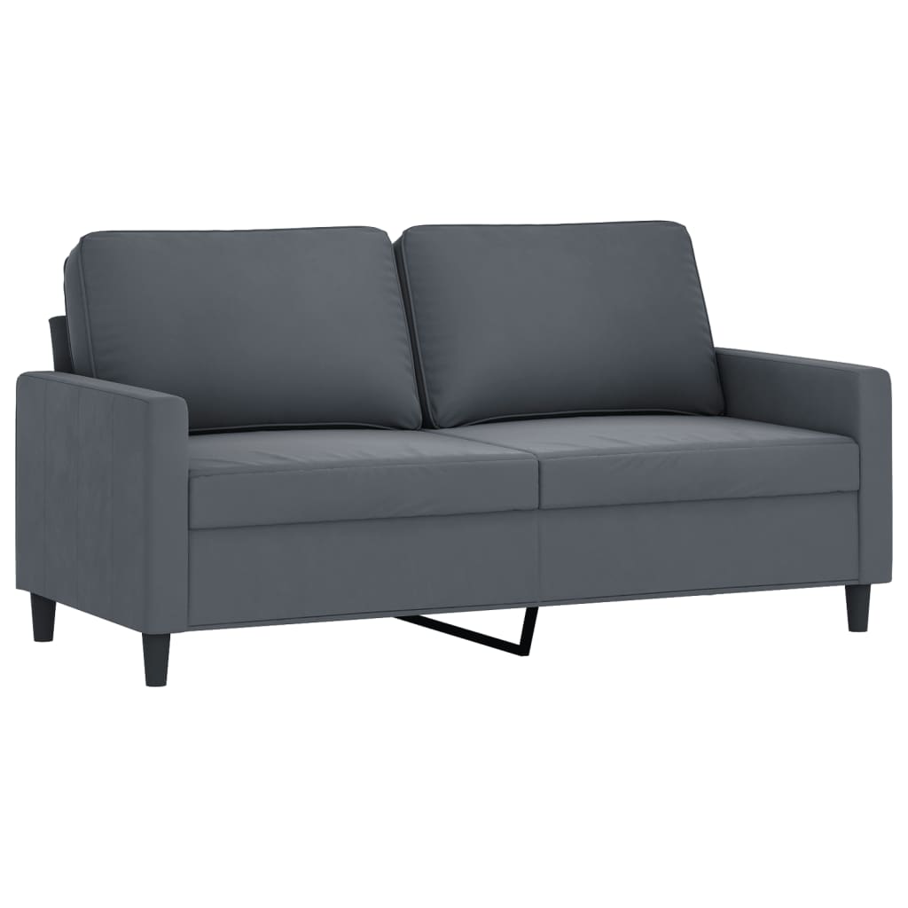 Canapea cu 2 locuri, gri inchis, 140 cm, catifea