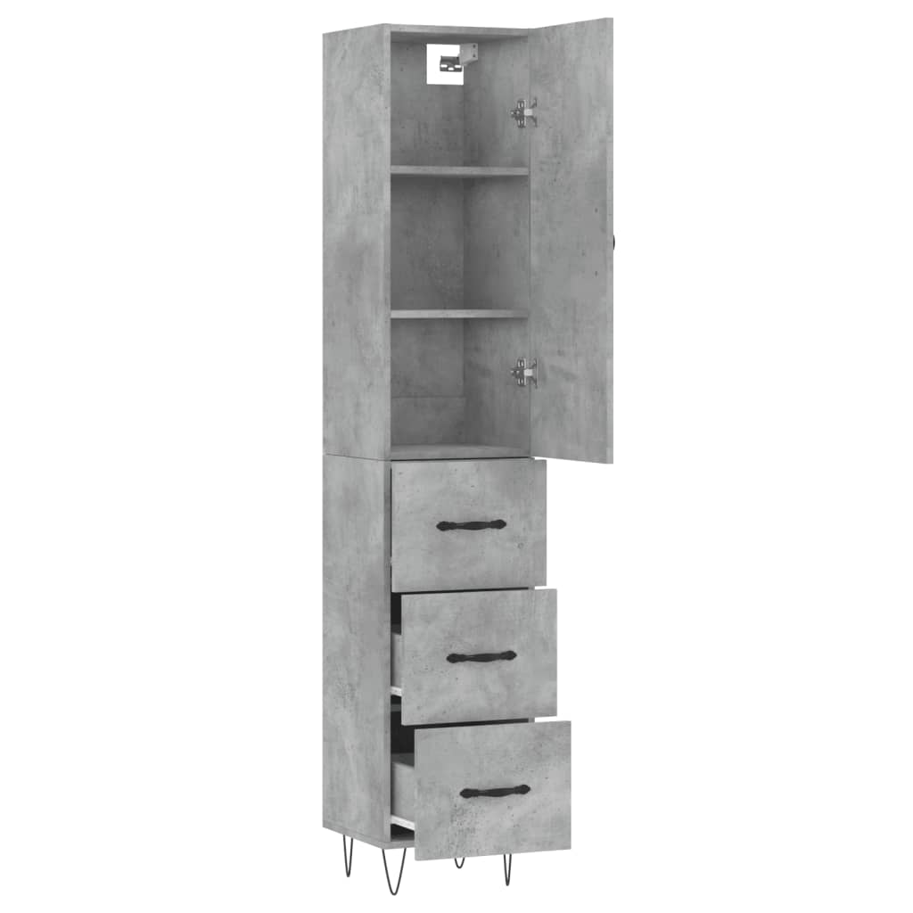 Dulap inalt, gri beton, 34,5x34x180 cm, lemn prelucrat — imaginea 4