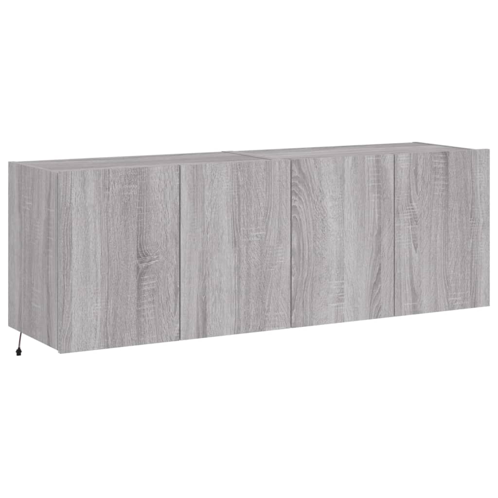 Comoda TV de perete cu LED, 2 buc, gri sonoma, 60x35x41 cm — imaginea 3