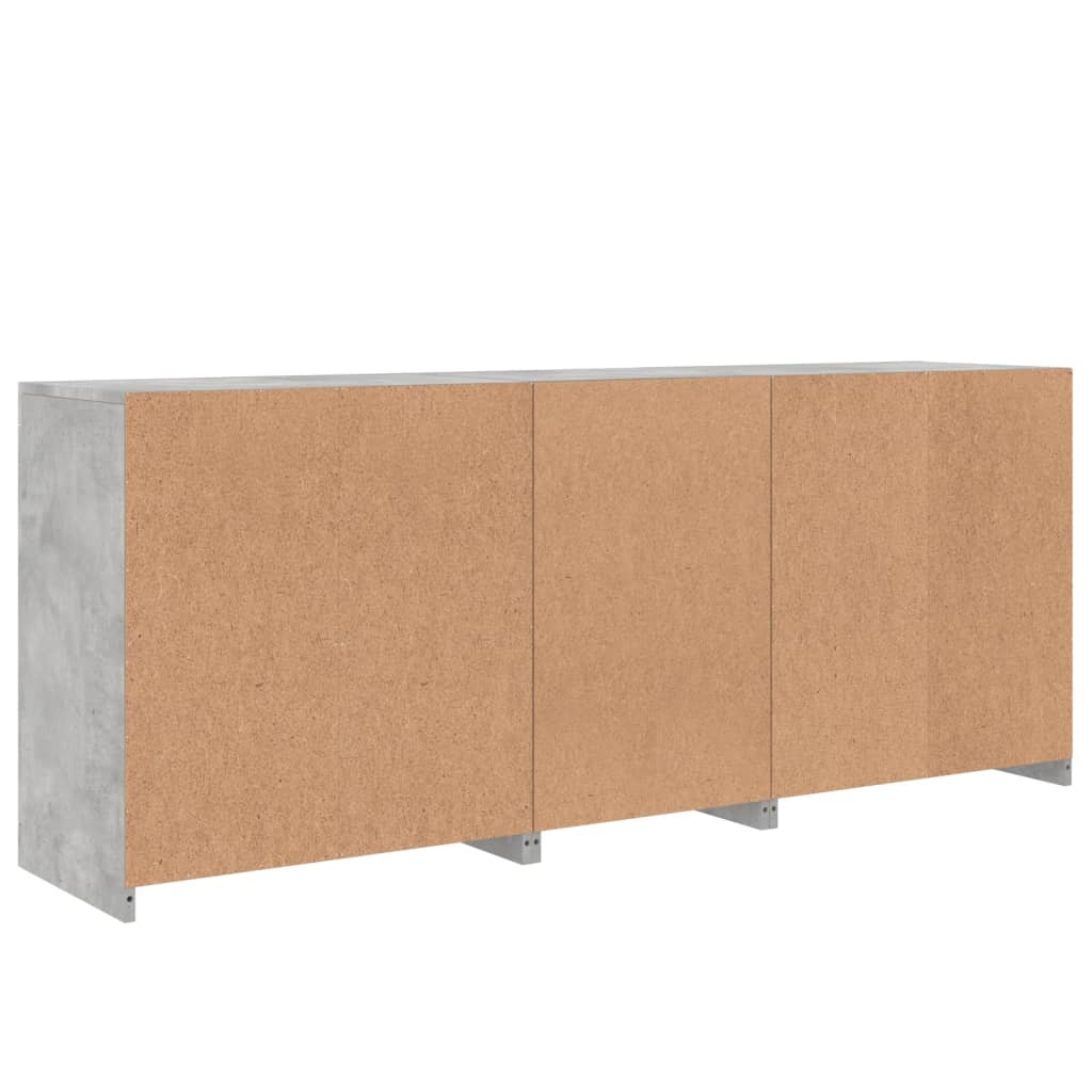 Servanta cu lumini LED, gri beton, 162x37x67 cm — imaginea 9