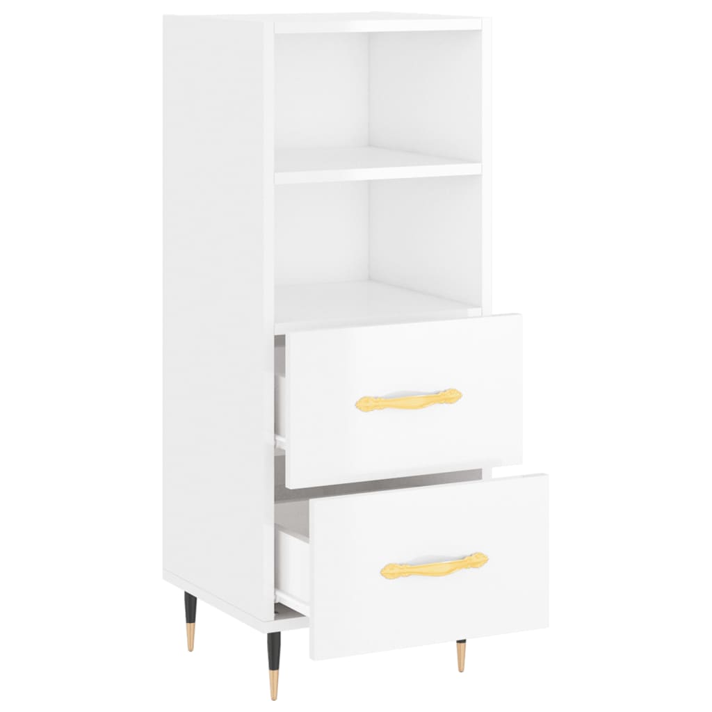 Servanta, alb extralucios, 34,5x34x90 cm, lemn compozit — imaginea 5