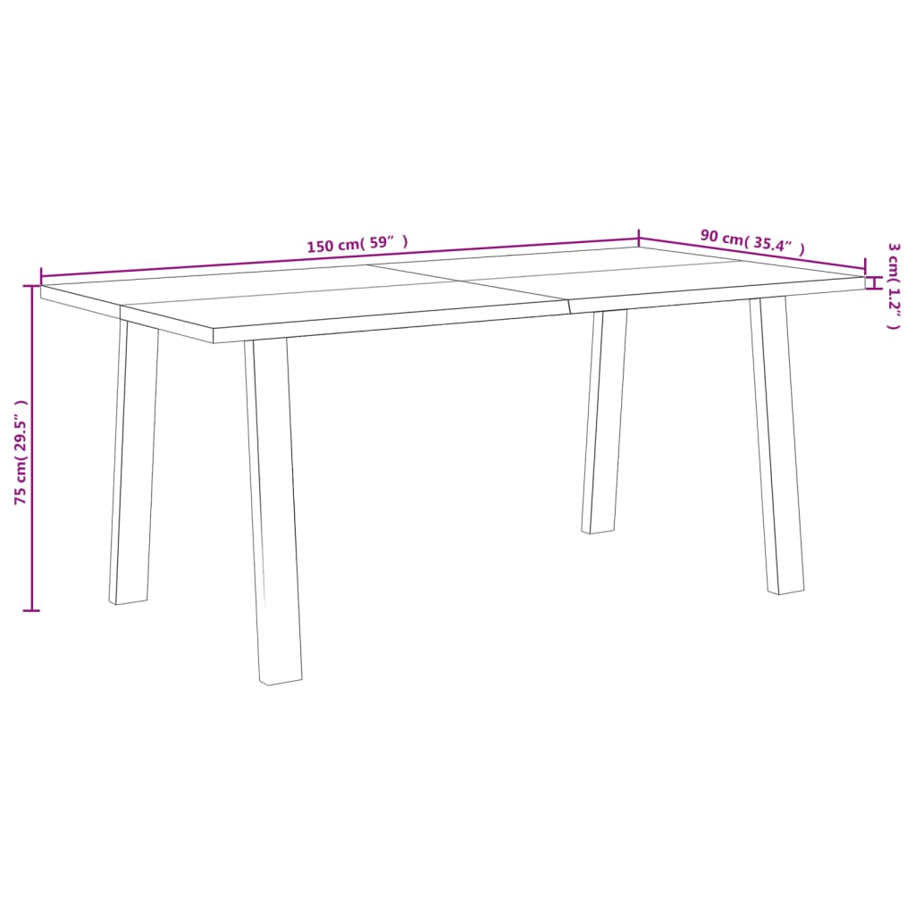 Masa, 150x90x75 cm, lemn masiv de acacia — imaginea 9