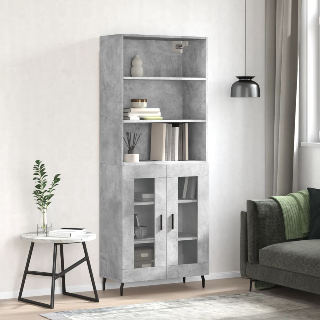 Dulap inalt, gri beton, 69,5x34x180, lemn compozit — imaginea 2